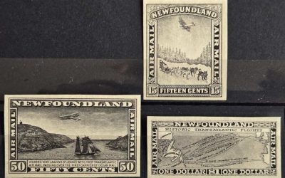 Newfoundland #C6P-8P VF 1933 Black Proof Airmail Set (3)