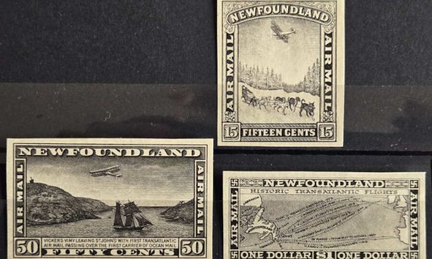 Newfoundland #C6P-8P VF 1933 Black Proof Airmail Set (3)