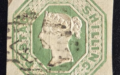 G.B. #5 centered Used 1847 1/- Embossed