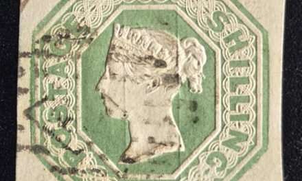 G.B. #5 centered Used 1847 1/- Embossed