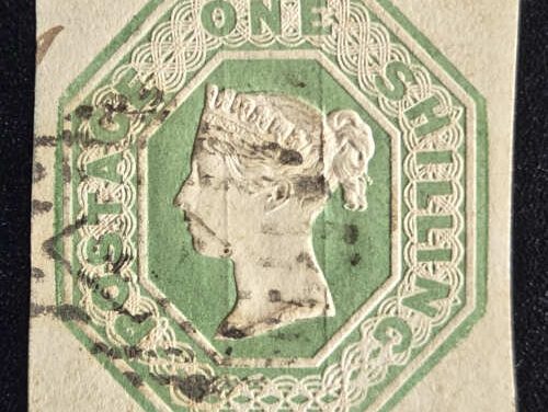 G.B. #5 centered Used 1847 1/- Embossed