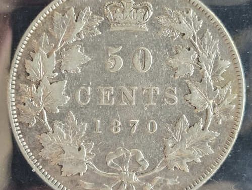 Dominion of Canada ICCS VF20 1870 L.C.W. Silver 50 Cents