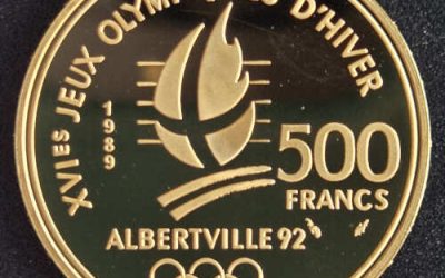 France Proof 1989 Olympic Skiing Gold 500 Francs .5028oz AGW