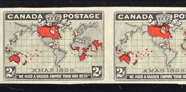 Canada #85a VF Unu 1898 2c Imperforate Pair, ngai, 100 made