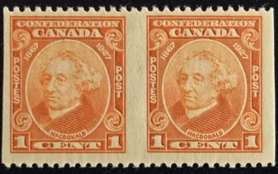 Canada #141b VFNH 1927 1c Perf by Imperf Pair, 250 made