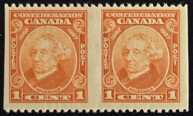 Canada #141b VFNH 1927 1c Perf by Imperf Pair, 250 made
