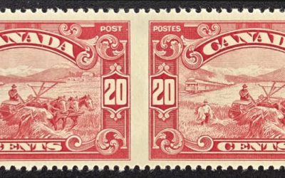 Canada #157b VFNH 1929 20c Perf by Imperf Pair, 250 made