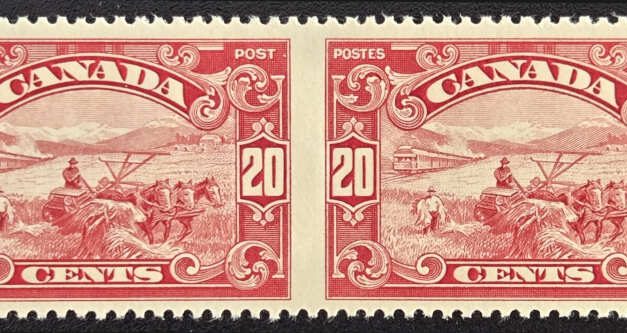 Canada #157b VFNH 1929 20c Perf by Imperf Pair, 250 made