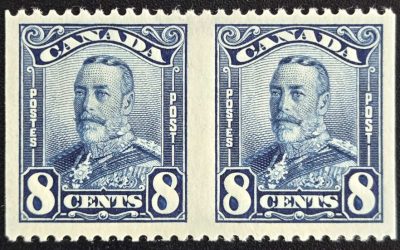 Canada #154b VFNH 1928 8c Perf by Imperf Pair, 250 made