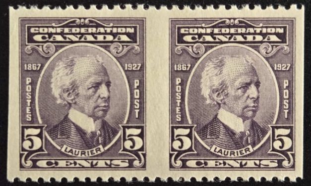 Canada #144b VFNH 1927 5c Perf by Imperf Pair, 250 issued