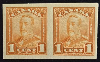 Canada #149b VF 1 NH 1928/29 1c Imperforate Pair, 250 made