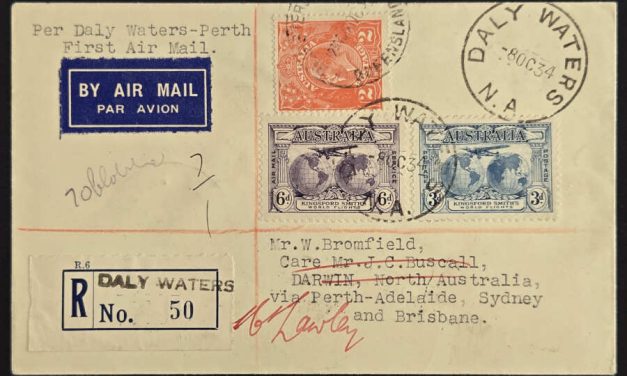 Australia #112, 116, C2 8 Oct 1934 redirected Registered FFC (3)