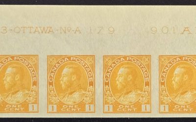 Canada #136 VF Mint 1924 1c Imperf Pl 179 Imprint Strip (4)