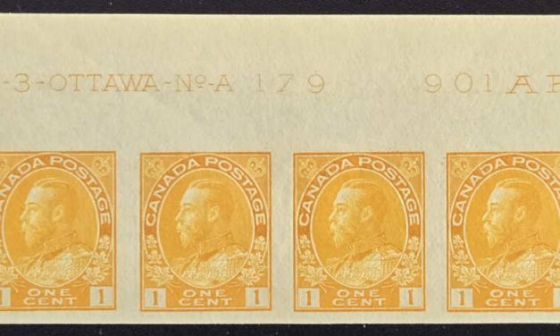 Canada #136 VF Mint 1924 1c Imperf Pl 179 Imprint Strip (4)