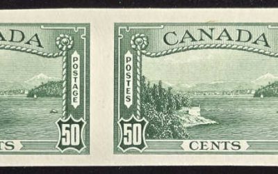 Canada #244P VF rt margin 1938 50c Vancouver Plate Proof Pair