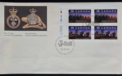 Canada #1250ii VF UL 8 Sep 1989 38c Regiments Plate Blk FDC
