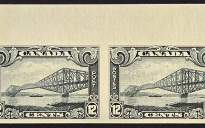 Canada #156a VF Mint 1929 12c Imperforate Pair, 250 made