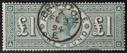 G.B. #124 3 Feb 1894 Brighton CDS Used Pound Green