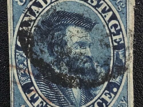 Canada #7 Fine+ Used 1855 10d Cartier, Thin Paper