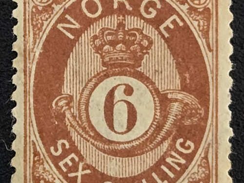 Norway #20 Fine Mint 1875 6s key value