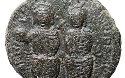 Justin II w/ Sophia AD 565-578 21mm 6.6gm AE Half Follis-20 Nummi