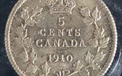 Canada ICCS MS65 1910 Pointed Leaves Silver 5 Cents