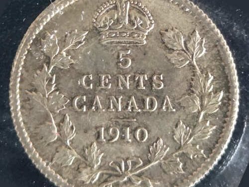 Canada ICCS MS65 1910 Pointed Leaves Silver 5 Cents