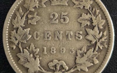 Dominion of Canada VG 1893 Queen Victoria Silver 25 Cents