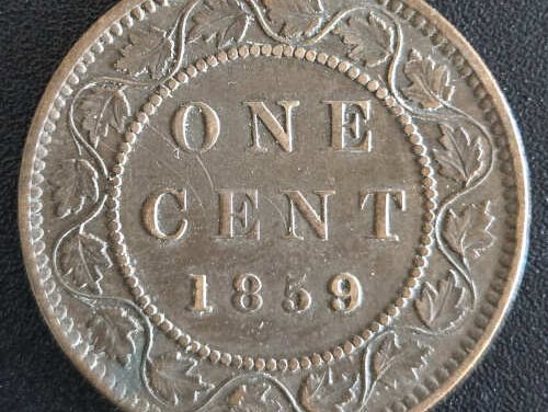Province of Canada EF40 1859 Wide 9 Large Cent