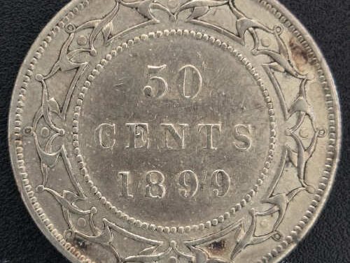 Newfoundland XF 1899 Narrow Nines Silver 50 Cents