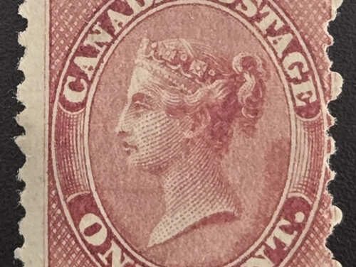 Canada #14b Fine Mint HR 1859 1c Deep Rose, ex Jarrett