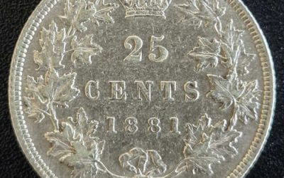 Dominion of Canada EF40 1881H Silver 25 Cents