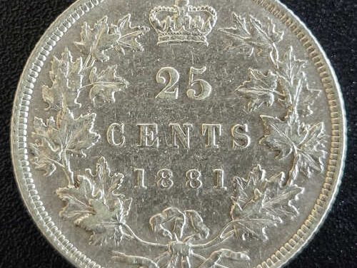 Dominion of Canada EF40 1881H Silver 25 Cents