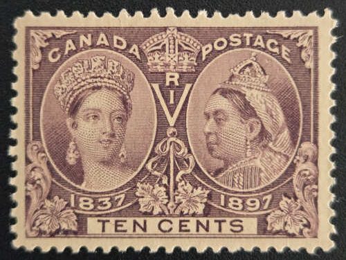 Canada #57 F/VF Never Hinged 1897 10c Jubilee