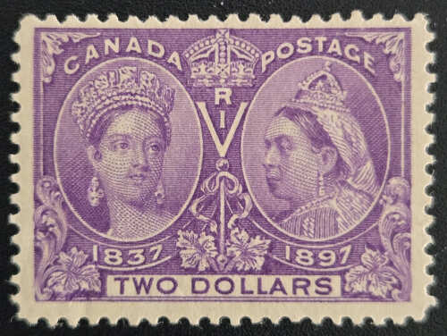 Canada #62 Fine Mint HR 1897 $2 Jubilee, natural gum