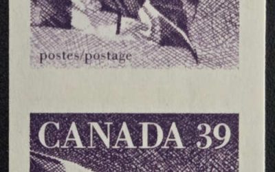 Canada #1194Bf VFNH 1990 39c Flag Imperforate Pair