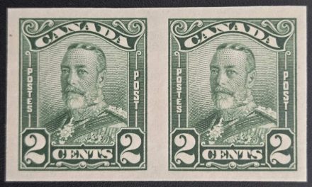 Canada #150a VFNH 1928 2c George V Imperforate Pair