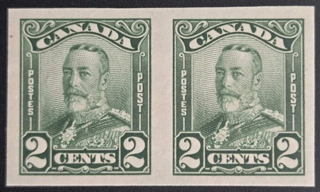 Canada #150a VFNH 1928 2c George V Imperforate Pair