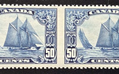 Canada #158b VFNH 1929 50c Perf by Imperf Pair $1500