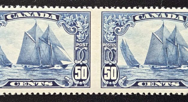 Canada #158b VFNH 1929 50c Perf by Imperf Pair $1500