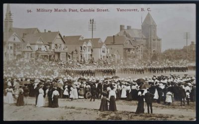 Military March Past Cambie St. Unu Timms’ real photo Postcard