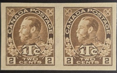 Canada #MR4b VF Unu 1916 War Tax Imperf Pair, ngai