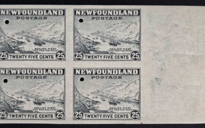 Newfoundland #265i VFNH 1941/44 25c Imperf Blk w/ punches