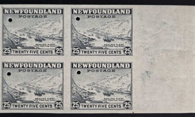 Newfoundland #265i VFNH 1941/44 25c Imperf Blk w/ punches