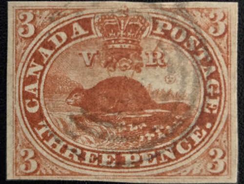 Canada #4 F/VF Used 1852 3d Beaver