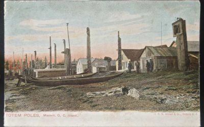 Hibben: Totems at Masset 1912 used colour postcard
