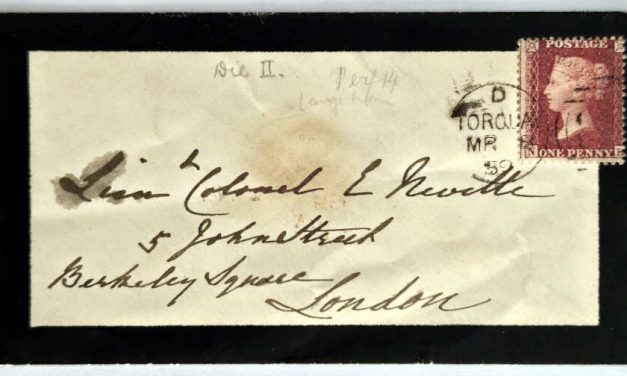 G.B. #20 8 Mar 1859 1d Red Torquay/London Mourning Cover