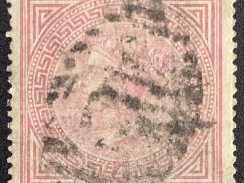 G.B. #90 VF Used 1882/1883 5/- Plate 4, notes on back