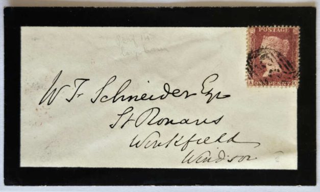 G.B. #20 8 Sep 1859 1d Red Mourning Cover
