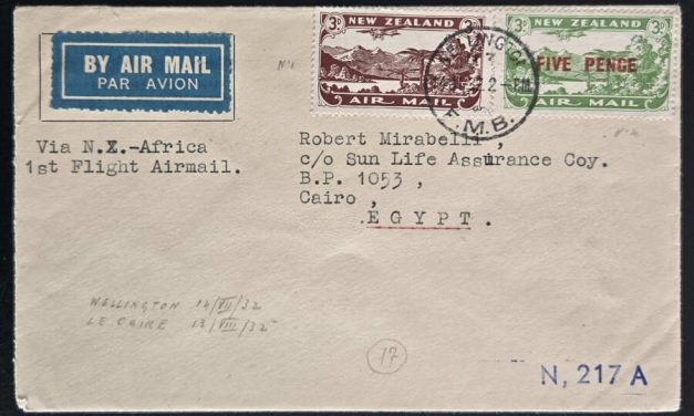 N.Z. #C1, C4 14 Jul 1932 8d FFC to Cairo